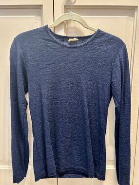 Arms of Andes Alpaca Wool Long Sleeve Tee | Size M | Navy | $100 Retail